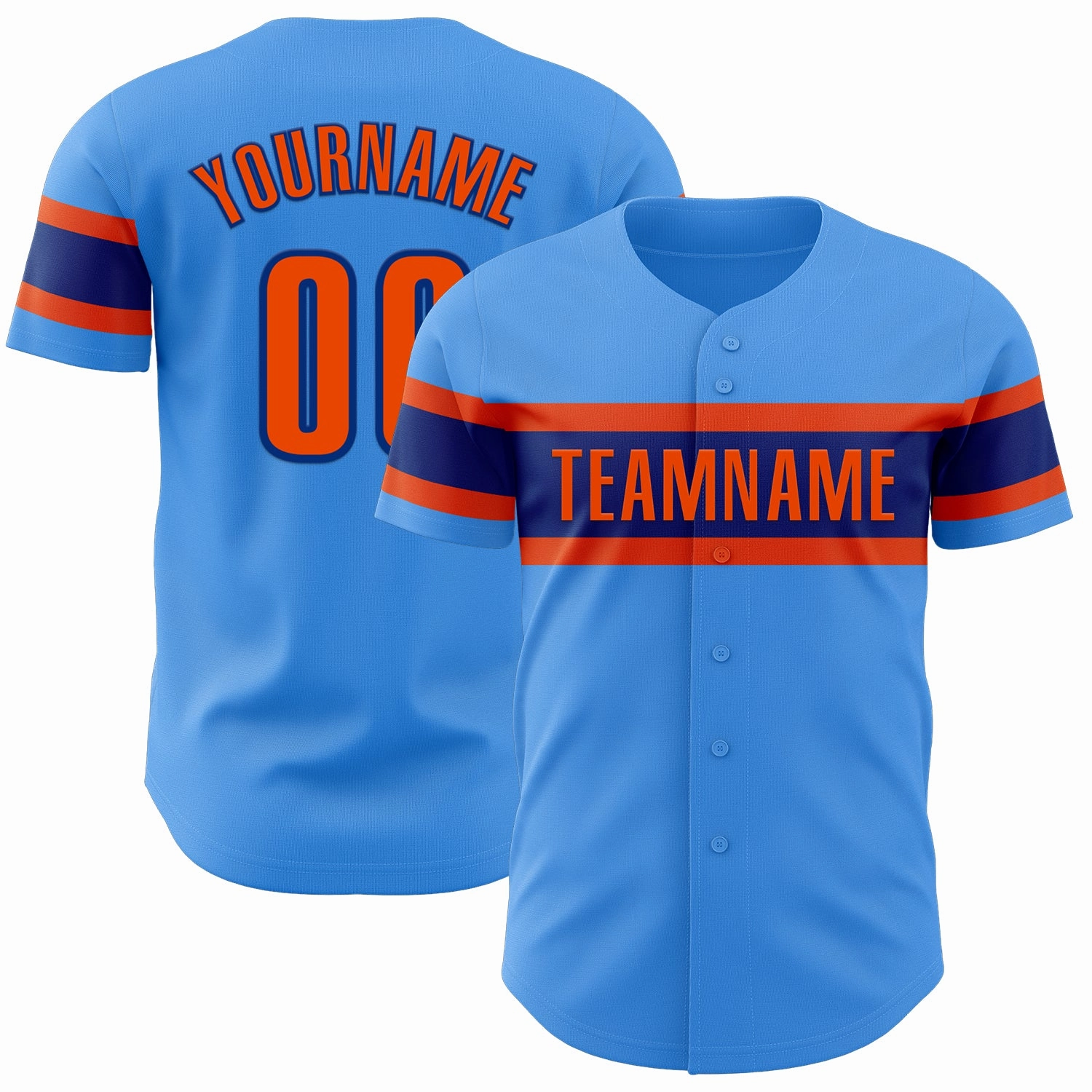 Custom Electric Blue Orange-Royal Authentic Baseball Jersey