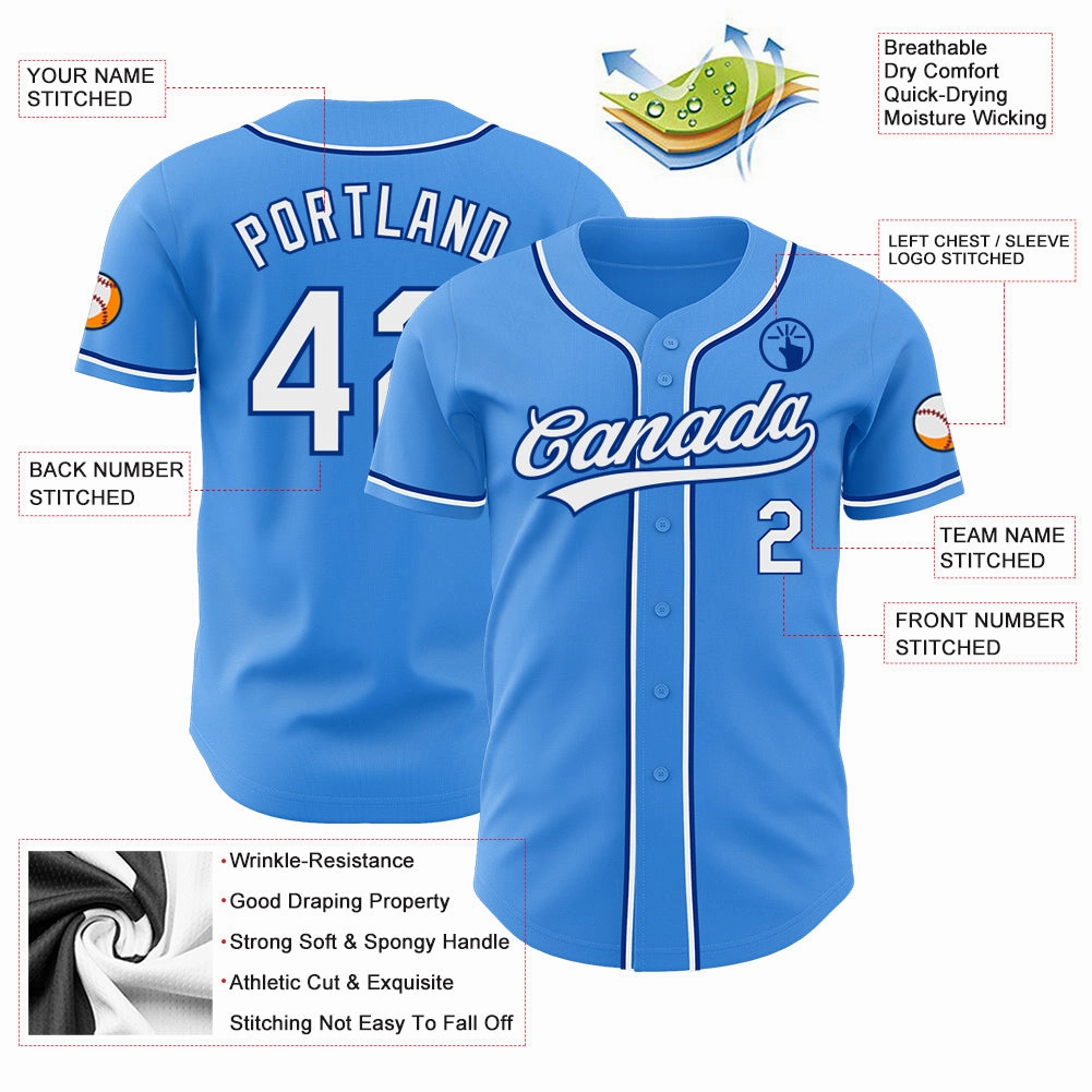 Custom Electric Blue White-Royal Authentic Baseball Jersey