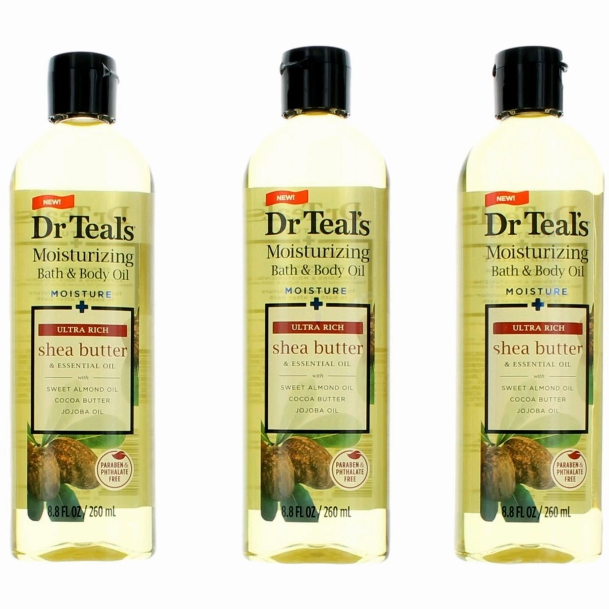 Dr. Teal's Unisex Moisturizing Bath and Body Oil - Ultra Rich Shea Butter, 3 Pack