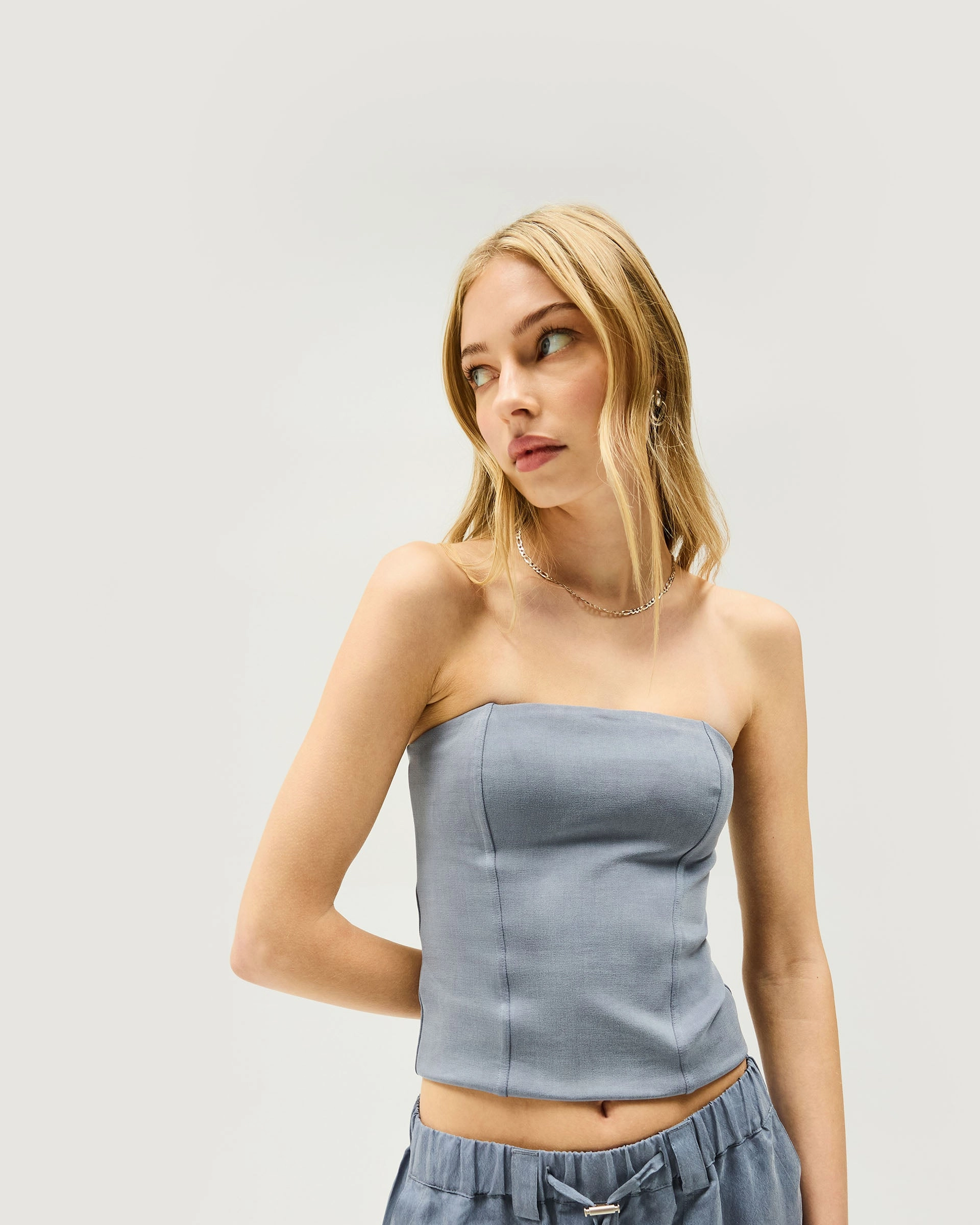 Elevate Strapless Top - Steel Blue