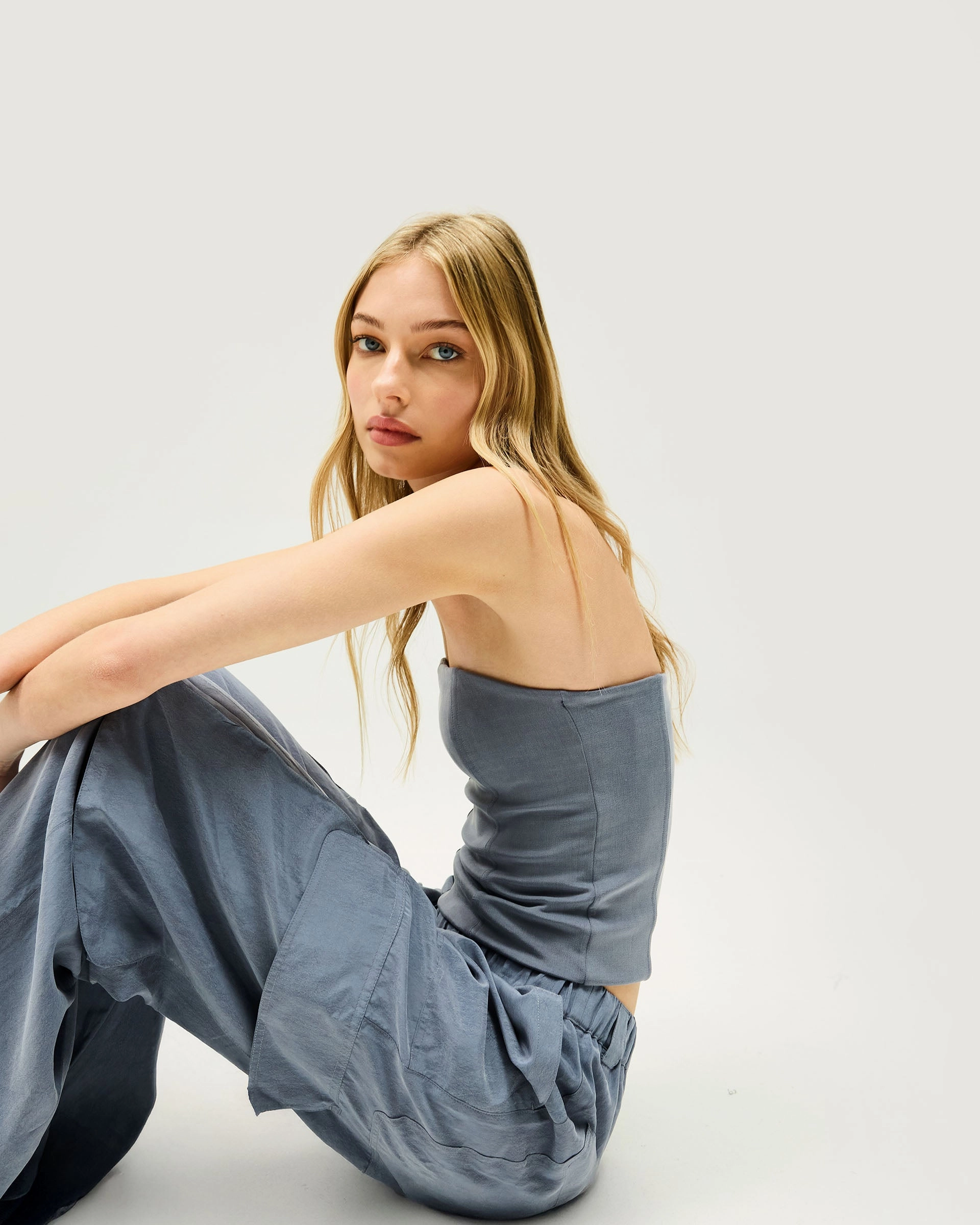 Elevate Strapless Top - Steel Blue