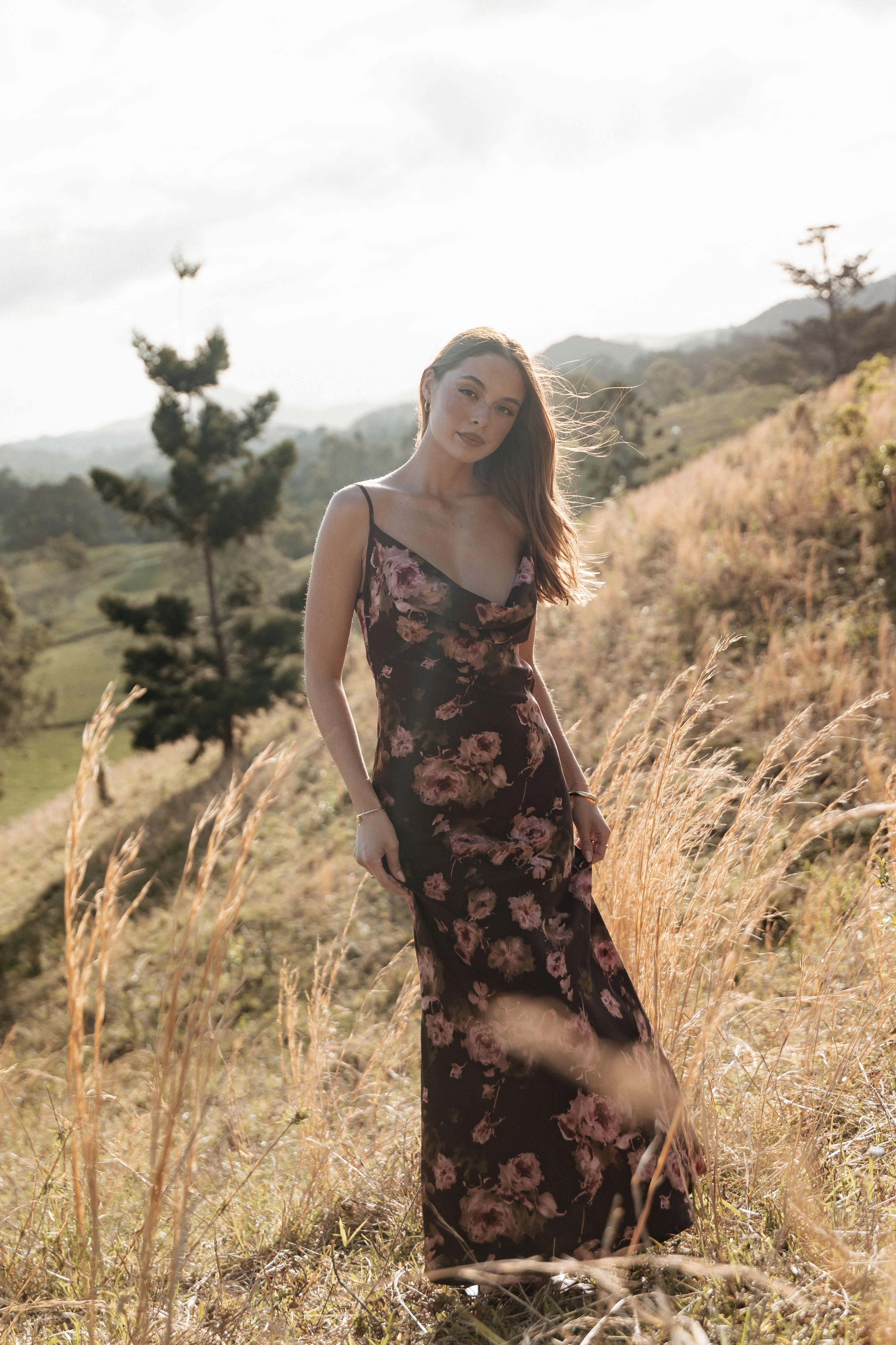 Enya Maxi Dress - Chocolate Floral
