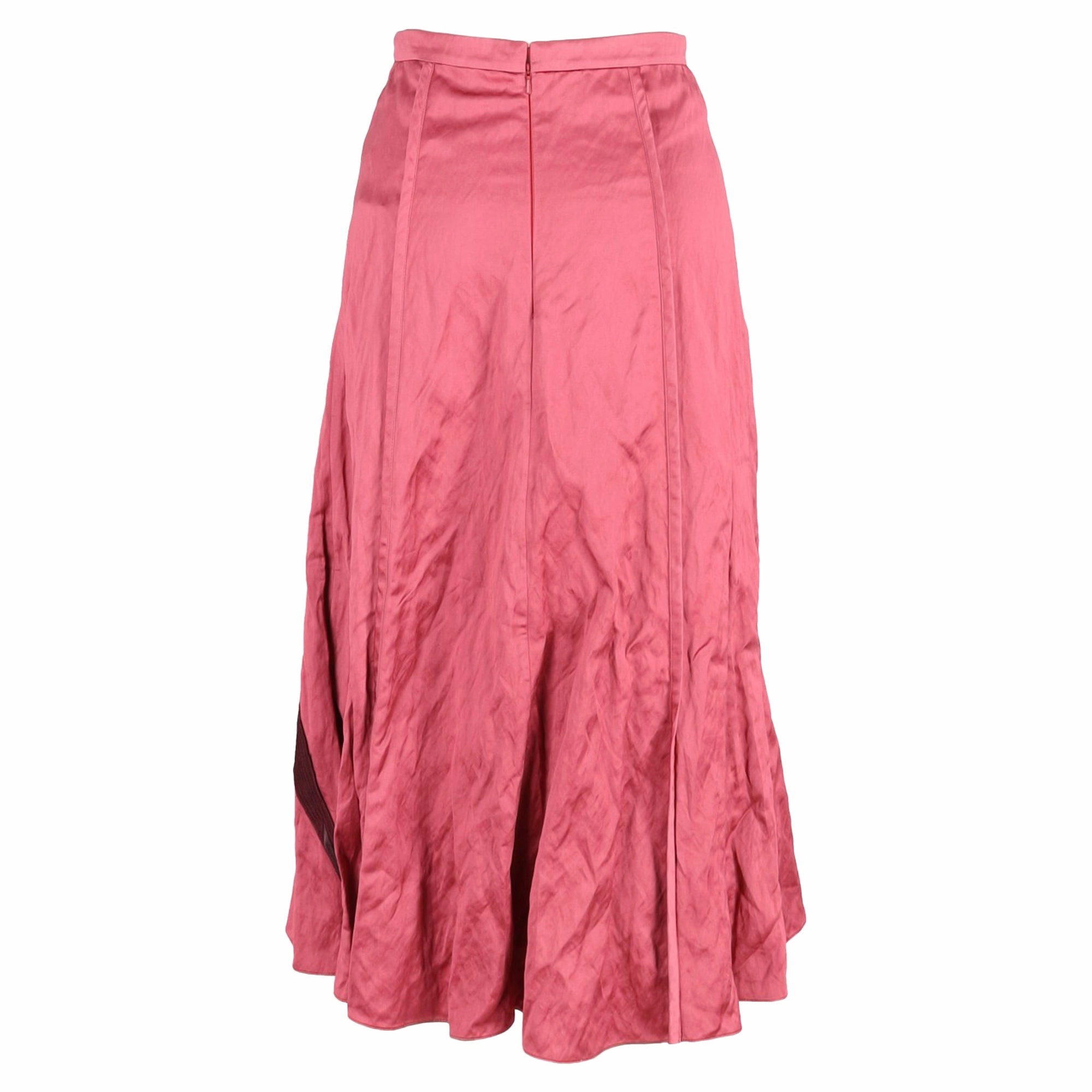 Erdem Satin A-Line Midi Skirt in Pink Viscose