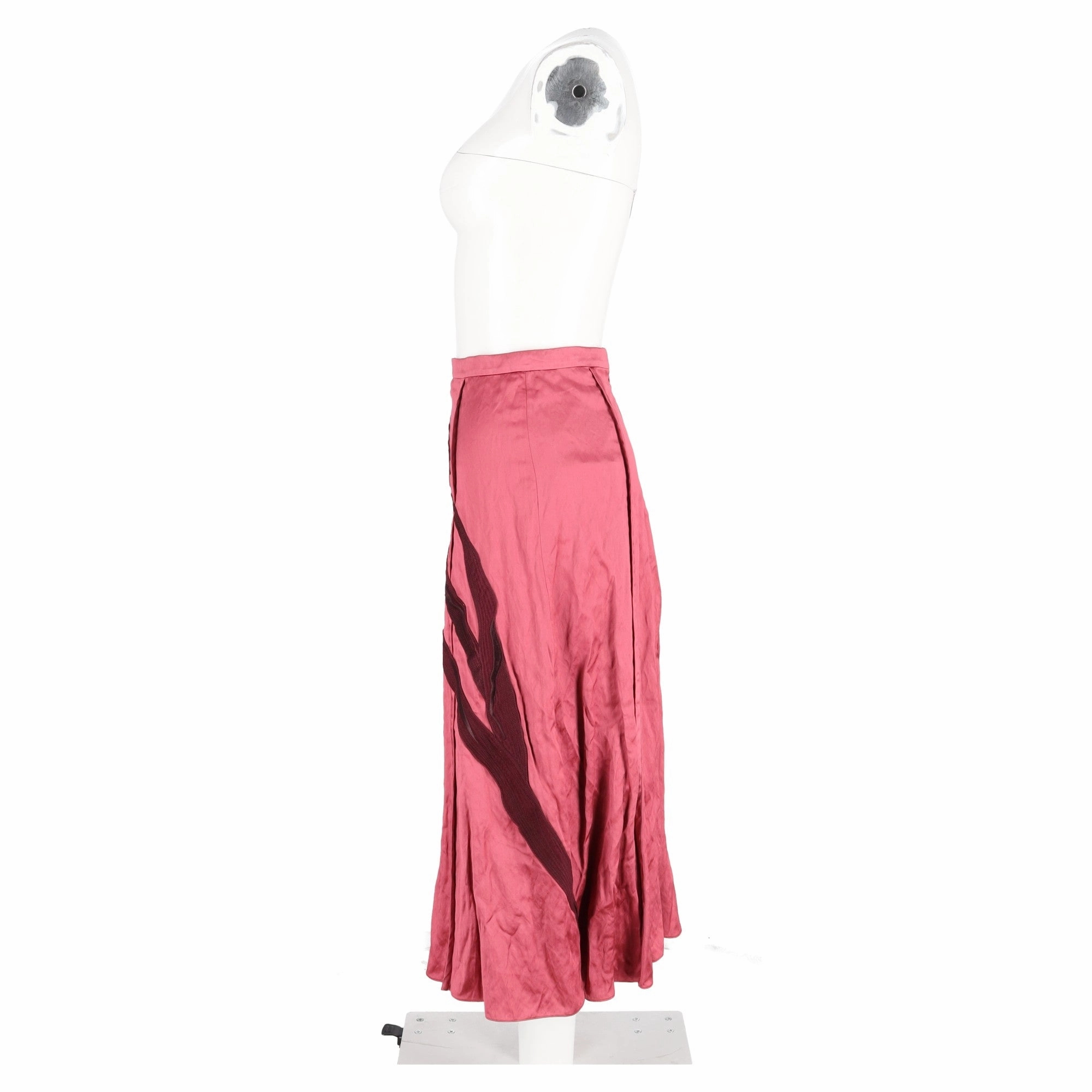 Erdem Satin A-Line Midi Skirt in Pink Viscose