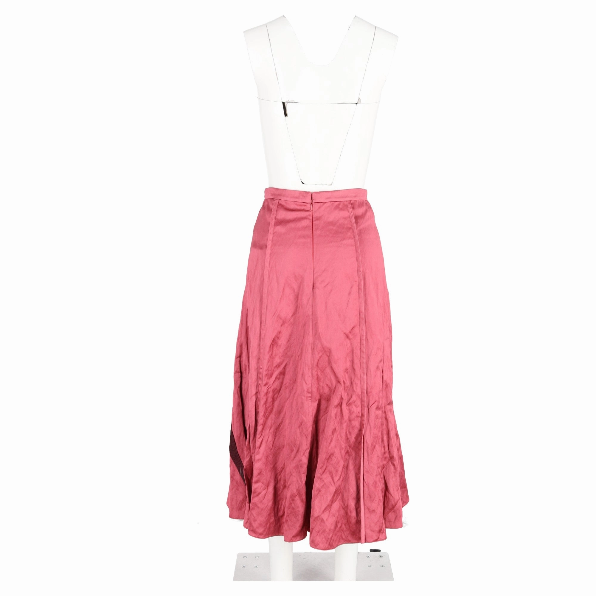 Erdem Satin A-Line Midi Skirt in Pink Viscose