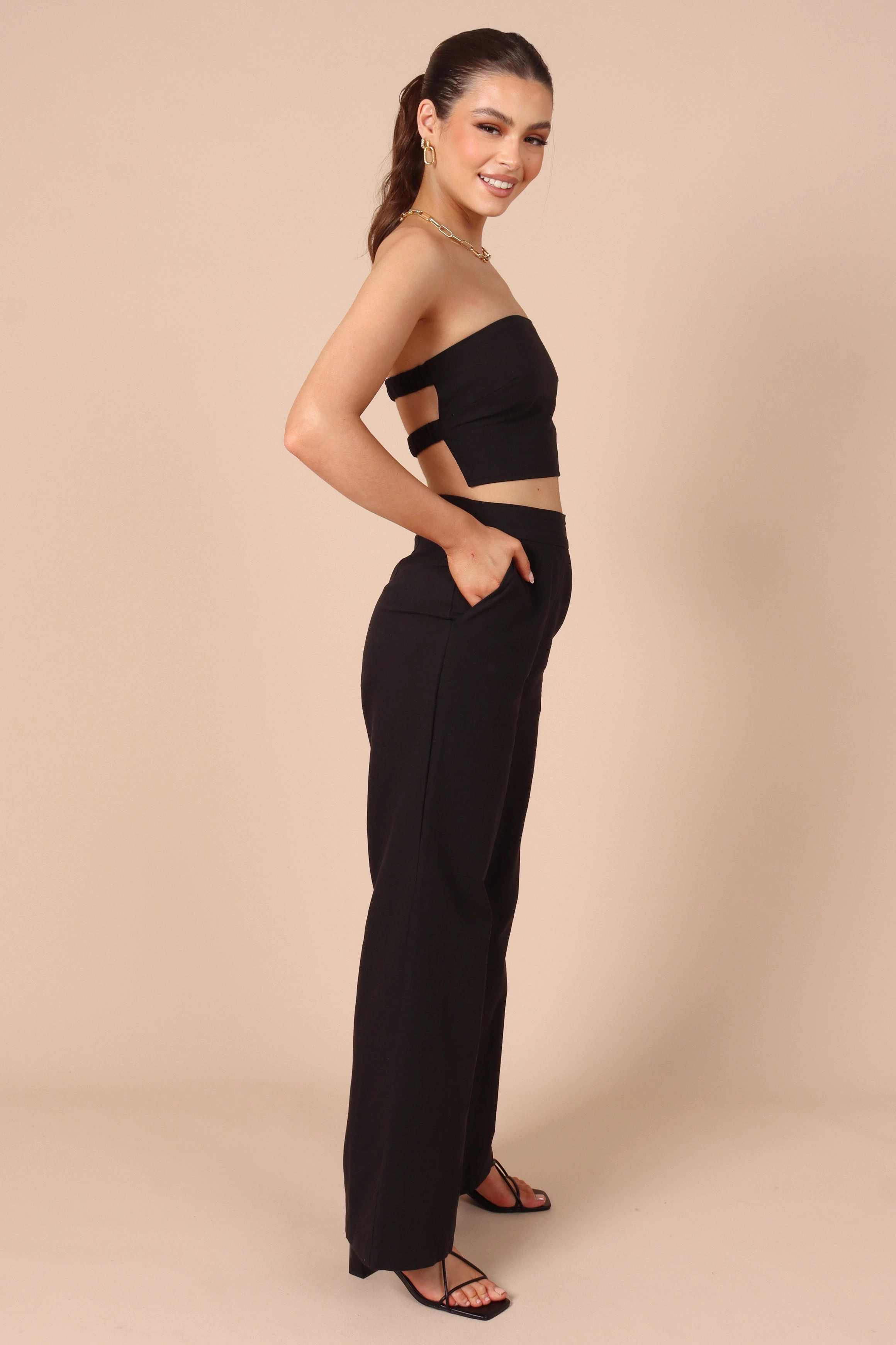 Gina Strapless Two Piece Set - Black
