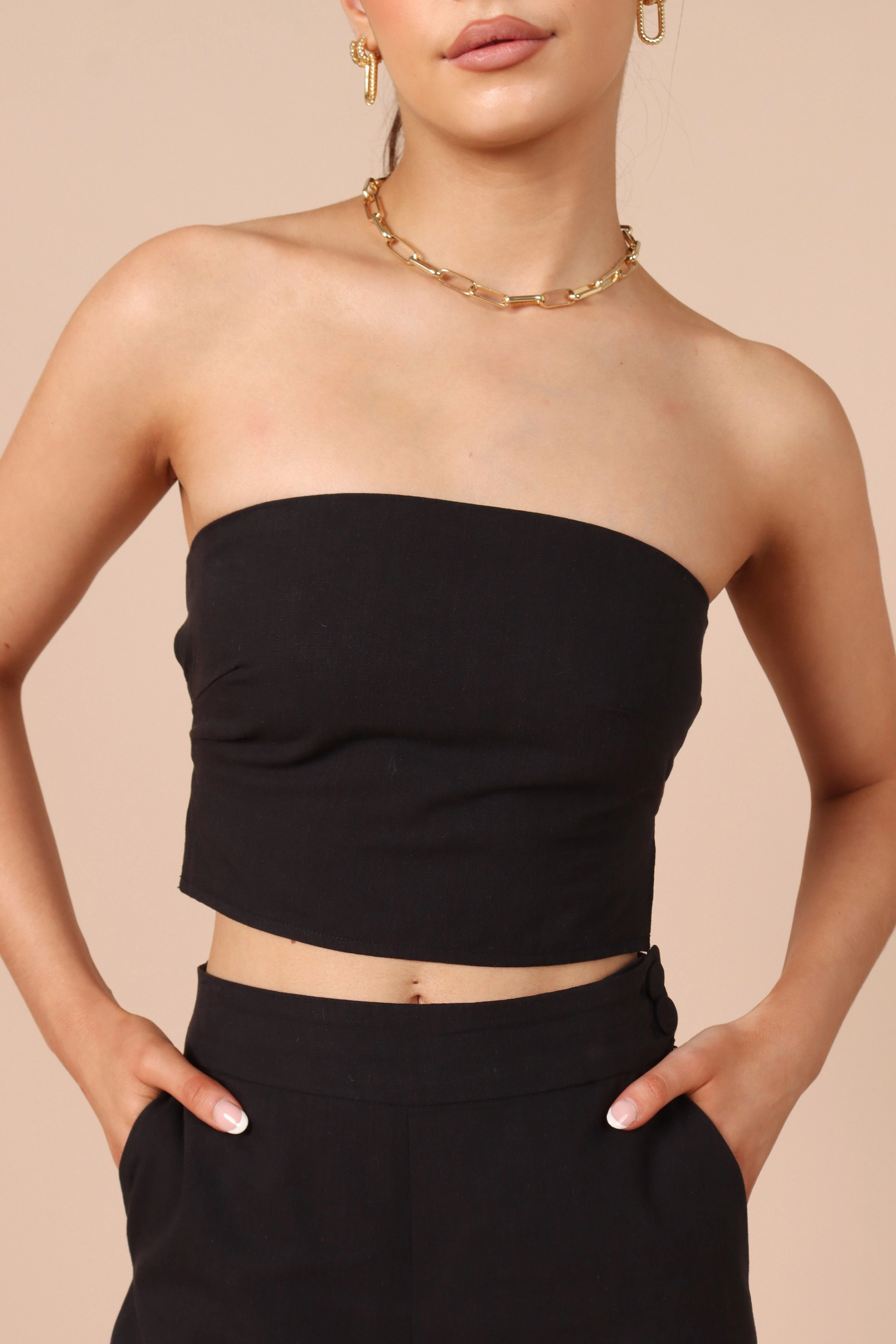 Gina Strapless Two Piece Set - Black