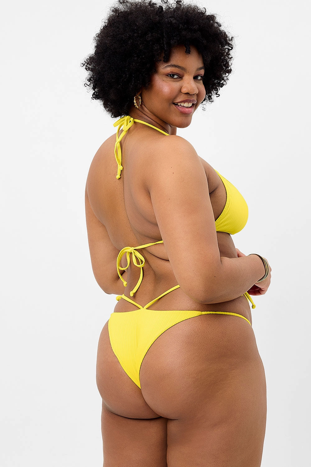 Halo Plissé String Bikini Bottom - Pina Colada