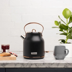 Heritage 1.7L Stainless Steel Electric Cordless Kettle - Copper/Black