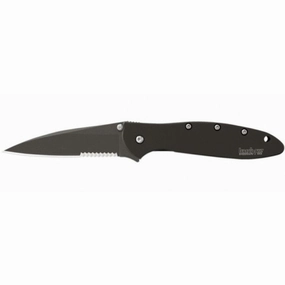 Kershaw Pocket Knife - Leek Serrated Drop Point Blade Black Handle | 1660CKTST