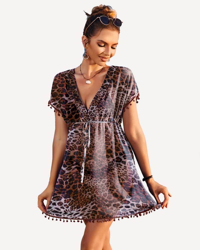 Leopard Print Swimsuit Cover Ups