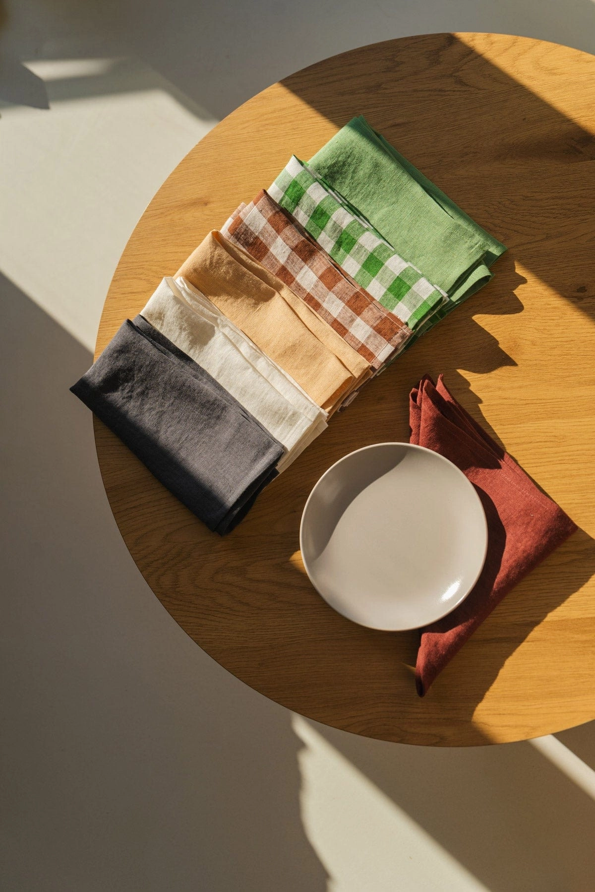 Linen Napkins Set of 2 | Green Gingham