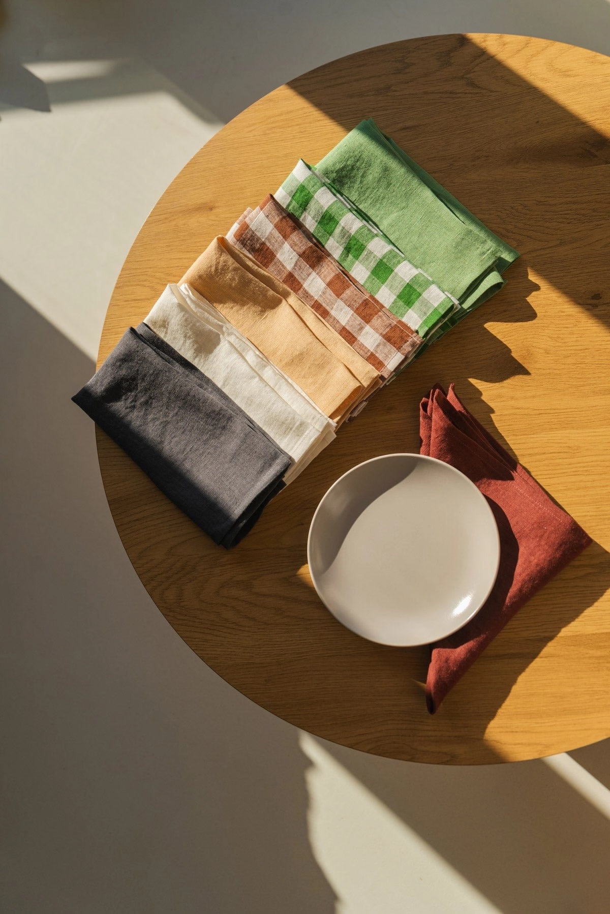 Linen Napkins Set of 2 | Mocha Gingham