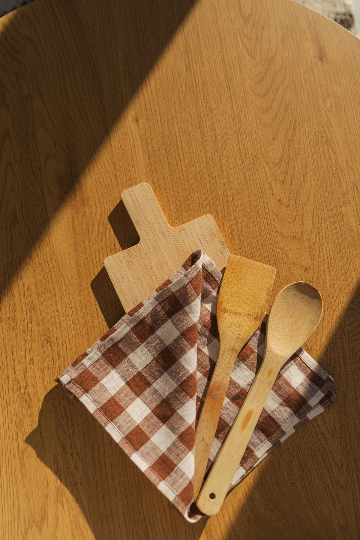 Linen Napkins Set of 2 | Mocha Gingham