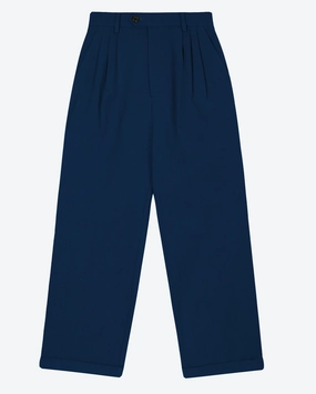 Lowie Drill Navy Pleat Front Trouser