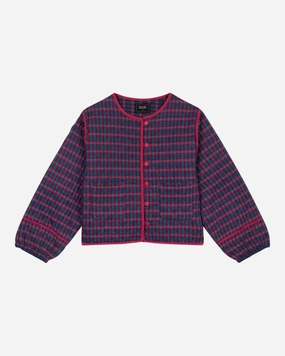 Lowie Teal and Red Check Quilted Jacket