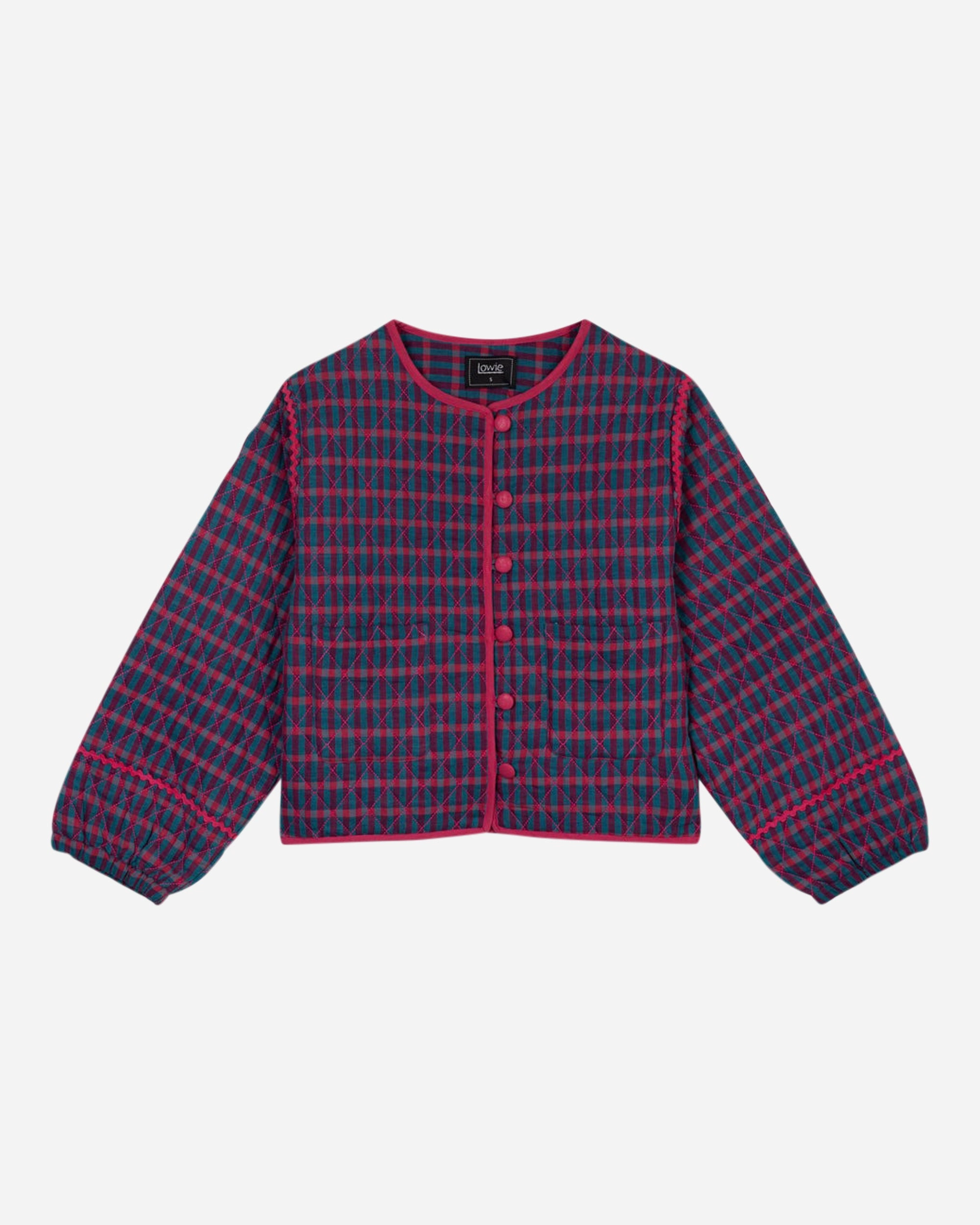 Lowie Teal and Red Check Quilted Jacket