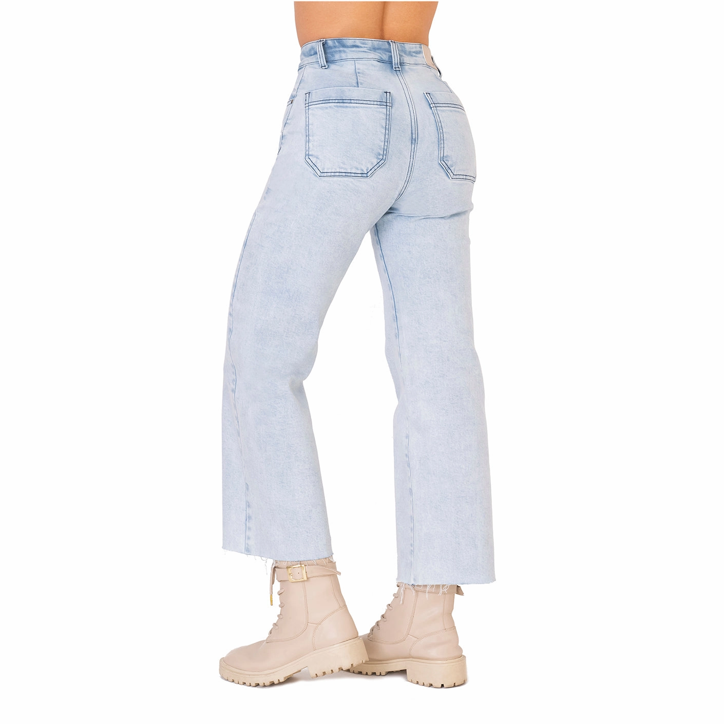 LOWLA 212726 | High Rise Wide Leg Bootcut Colombian Jeans with Removable Pads
