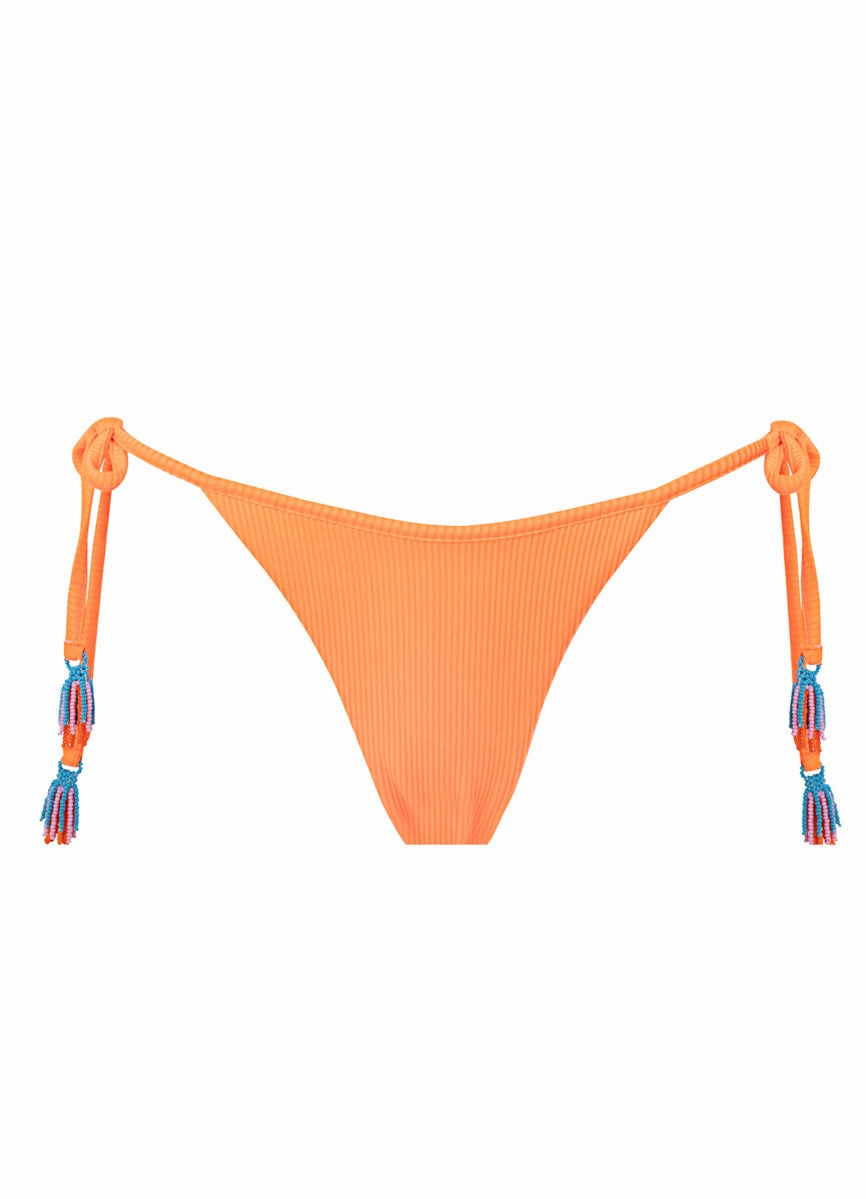 Maaji Neon Orange Tulum Mid Rise Tie Side Bikini Bottom