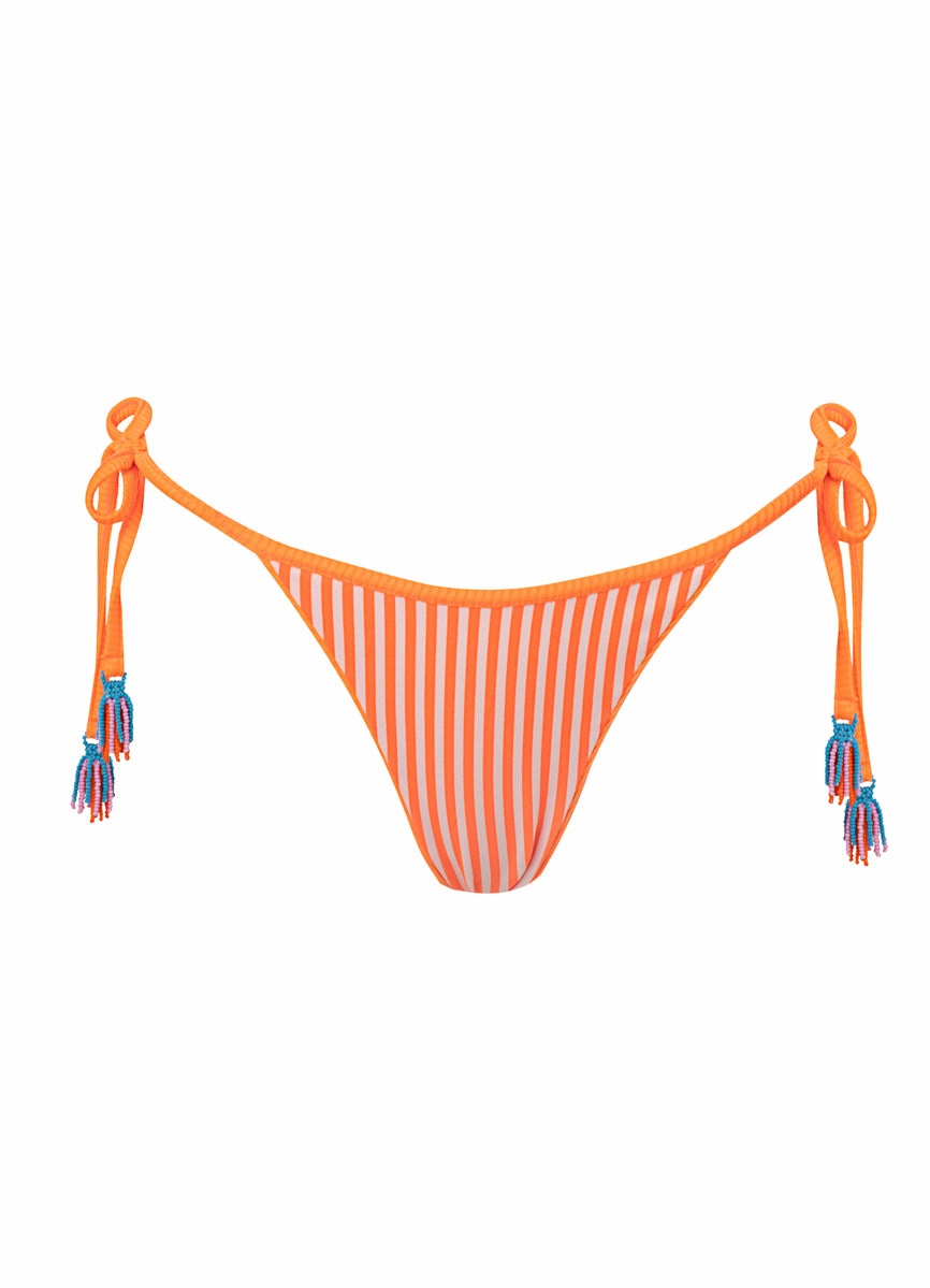 Maaji Neon Orange Tulum Mid Rise Tie Side Bikini Bottom