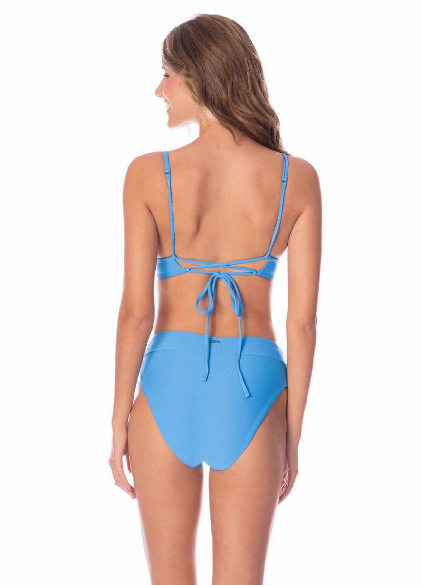 Maaji Stone Blue Parade Long Line Triangle Bikini Top
