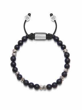 Men's Beaded Bracelet with Matte Onyx and Silver Beads
