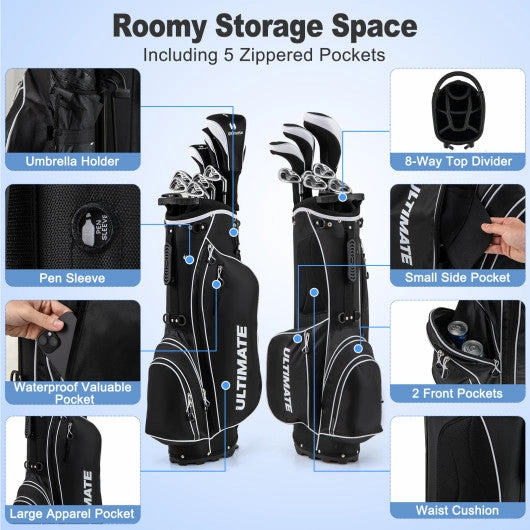 Men¡¯s Profile Complete Golf Club Package Set Includes 10 Pieces-Black