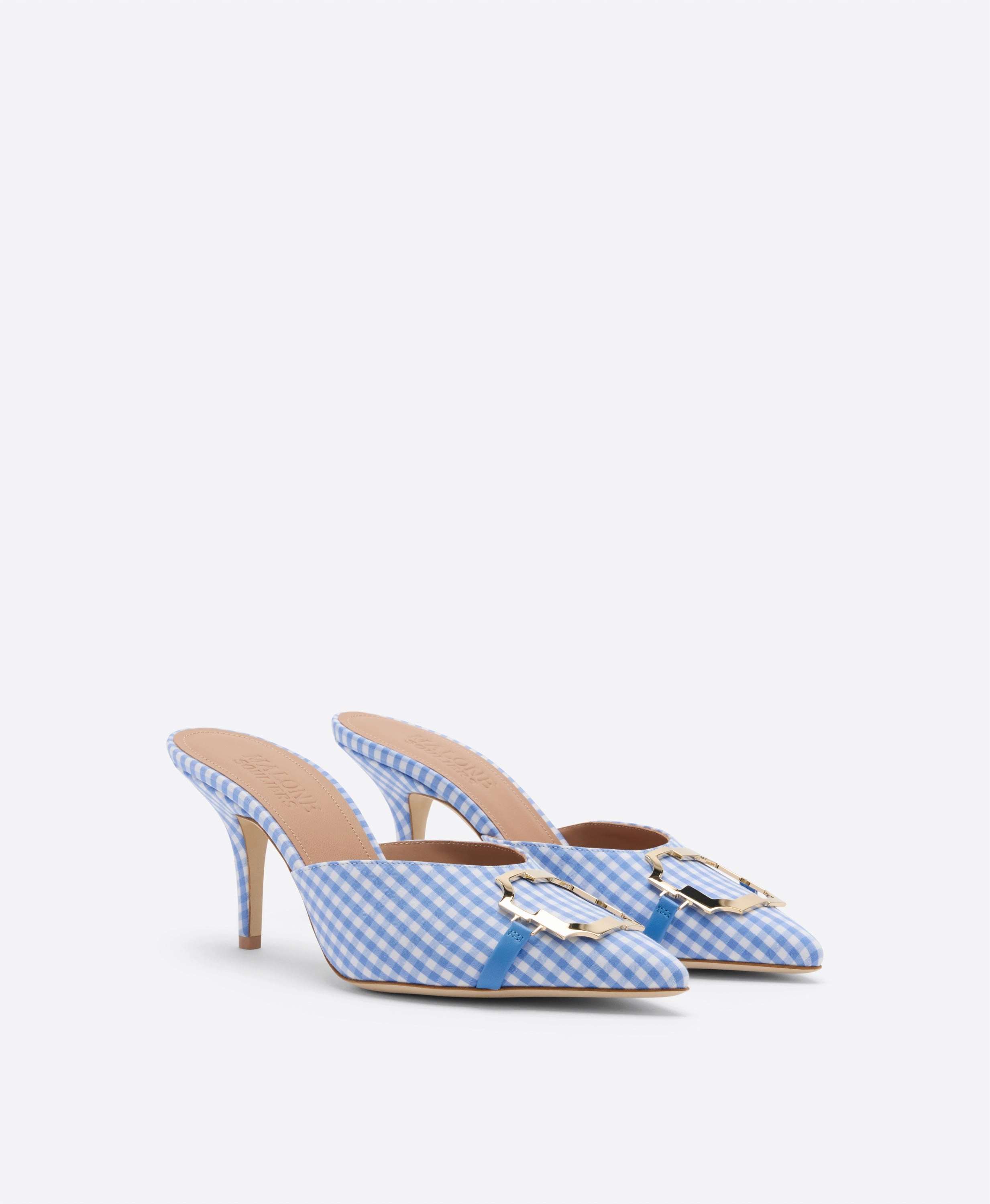 Missy 70 Blue Gingham Mules