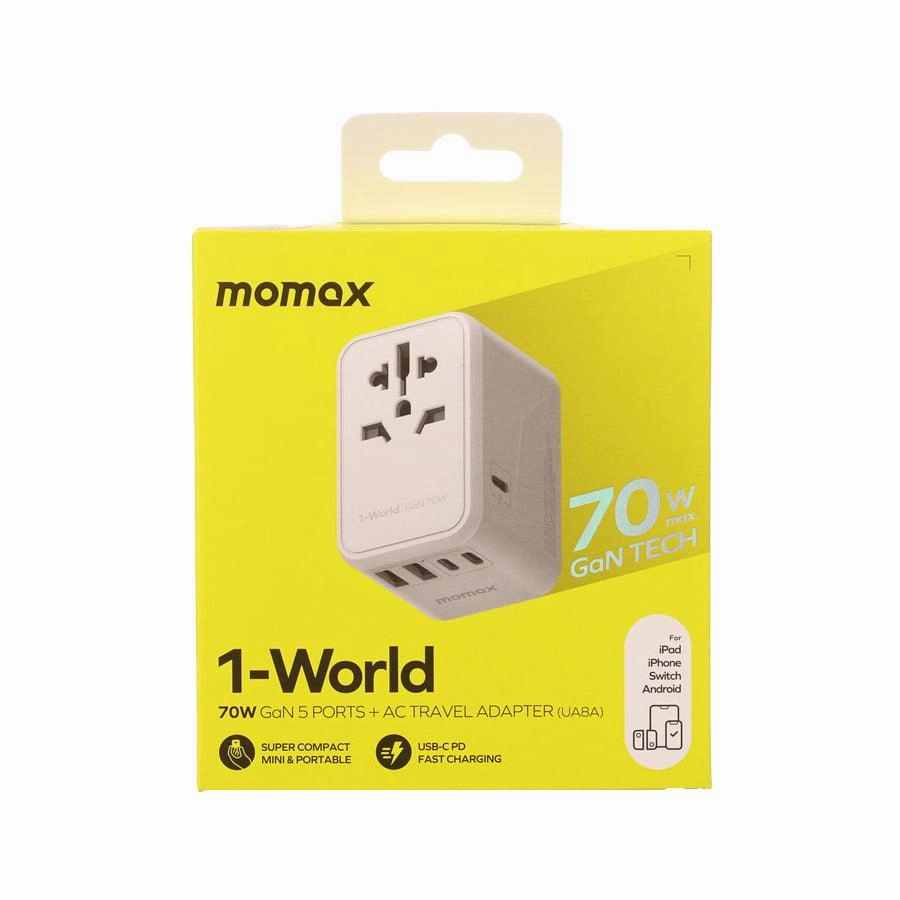 MOMAX 1-World 70W Gan Travel Adaptor - White
