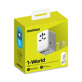 MOMAX 1-World 70W Gan Travel Adaptor - White