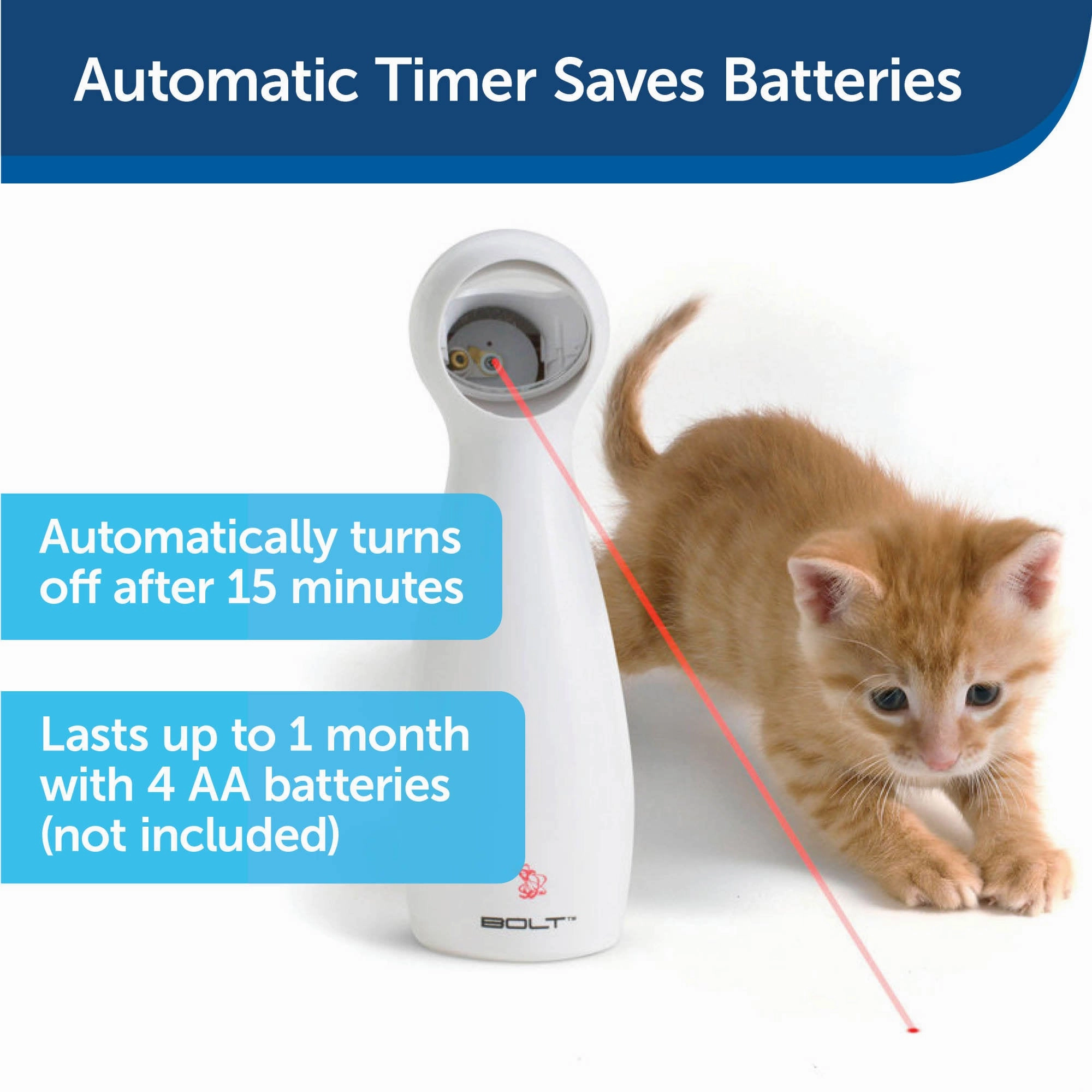 PetSafe Bolt Automatic, Interactive Laser Cat Toy - Adjustable Laser with Random Patterns