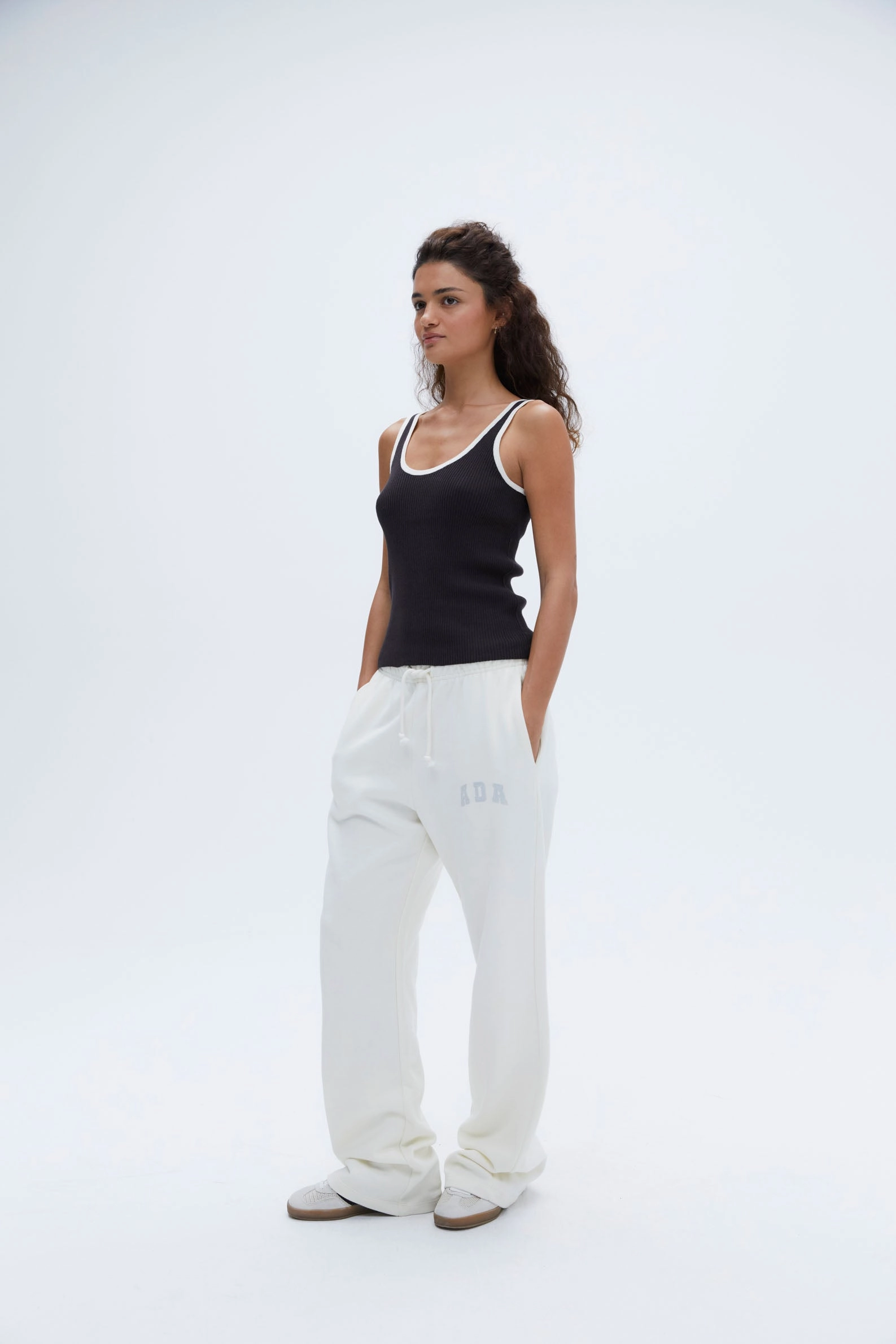 Rib Knit Vest Top - Coffee Bean/Cream