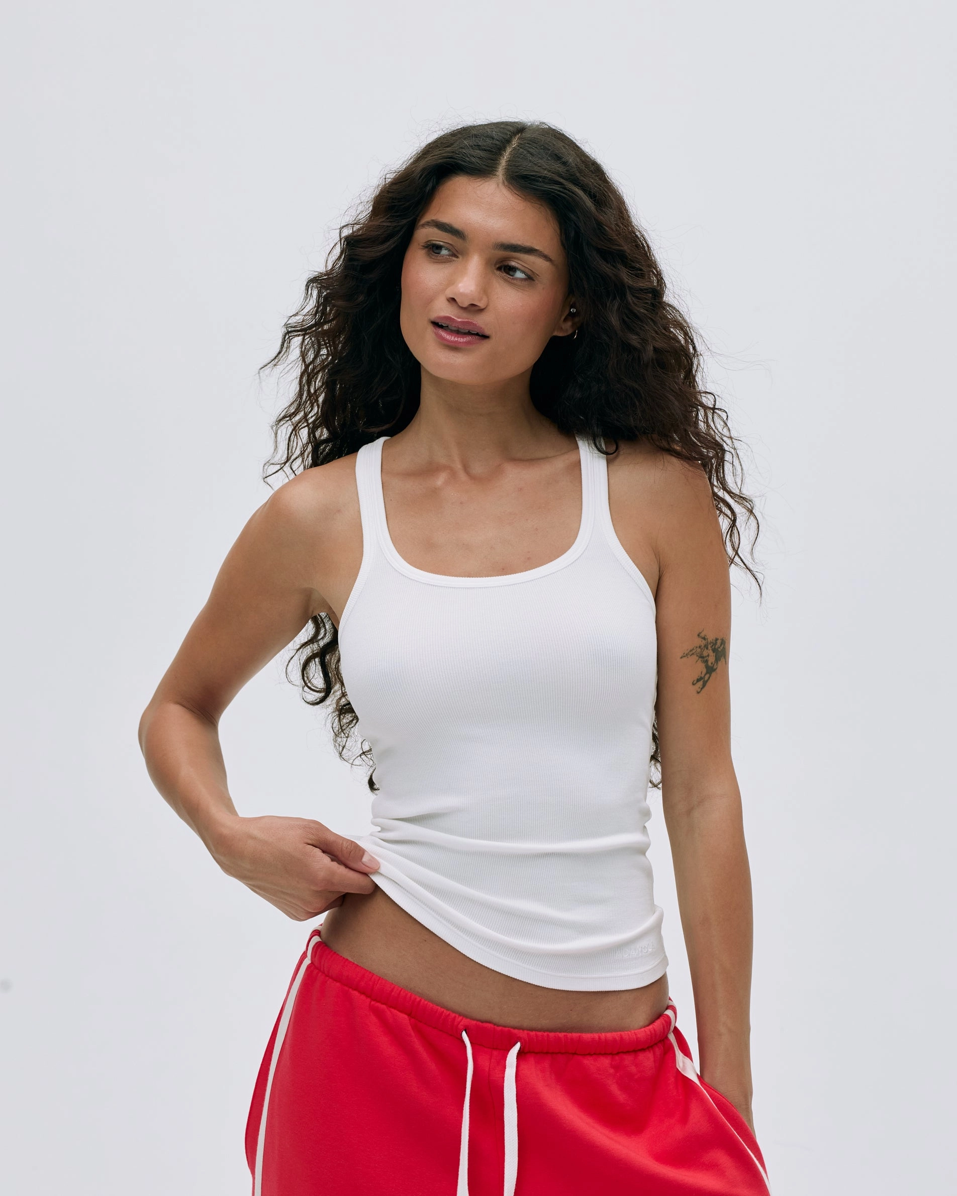 Rib Racer Seam Detail Vest - White