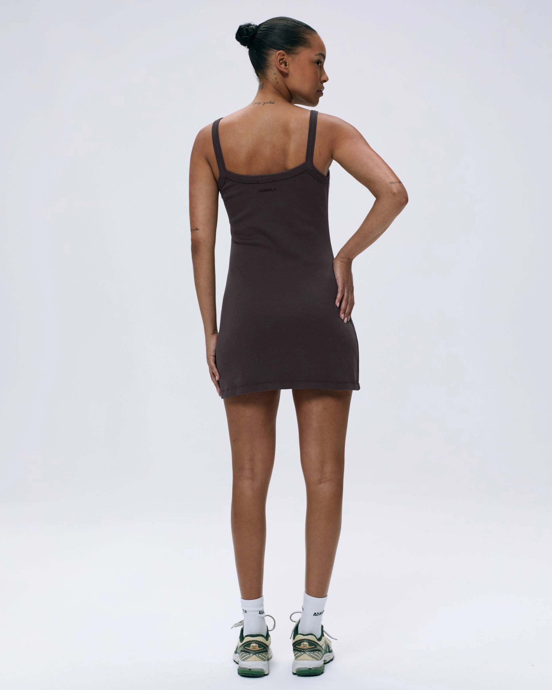 Rib Wide Binding Mini Dress - Coffee Bean