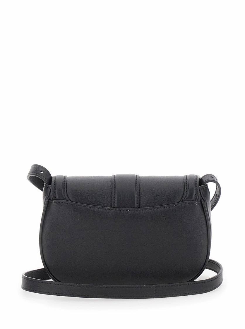 Satchel Mini' Black Crossbody Bag With T-Buckle