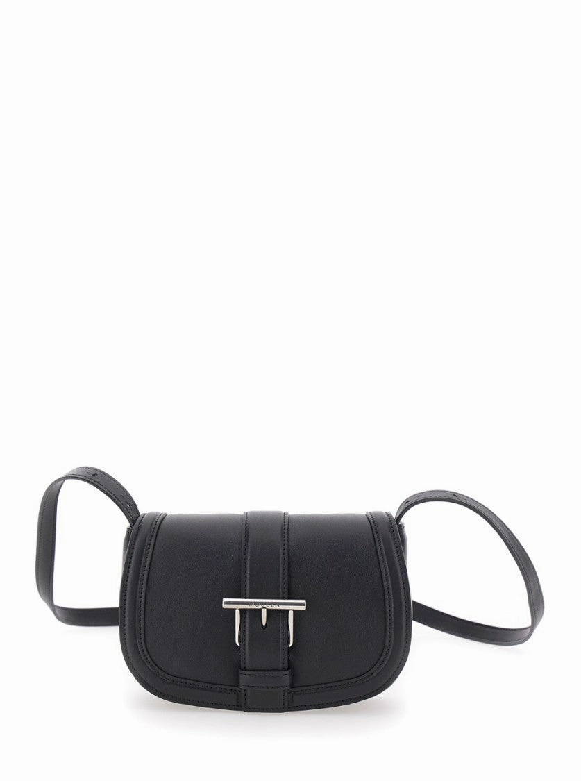 Satchel Mini' Black Crossbody Bag With T-Buckle