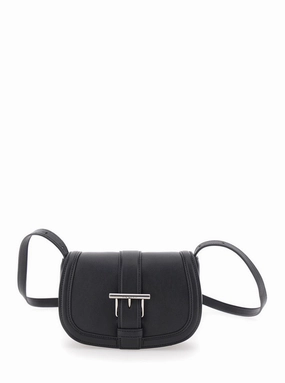 Satchel Mini' Black Crossbody Bag With T-Buckle