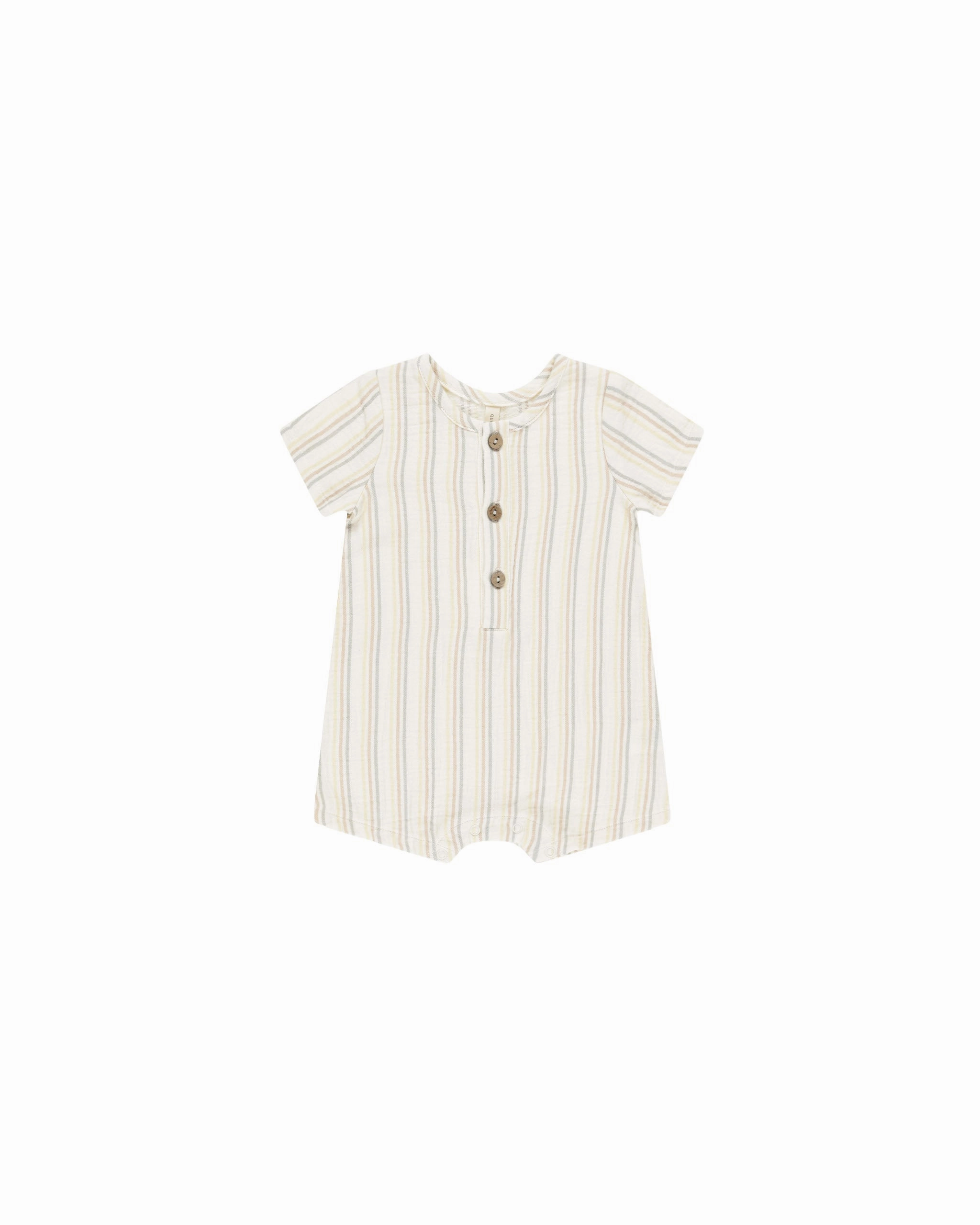 Short Sleeve Woven Romper - Summer Stripe