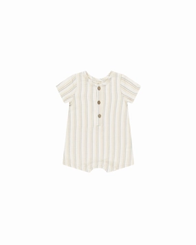 Short Sleeve Woven Romper - Summer Stripe