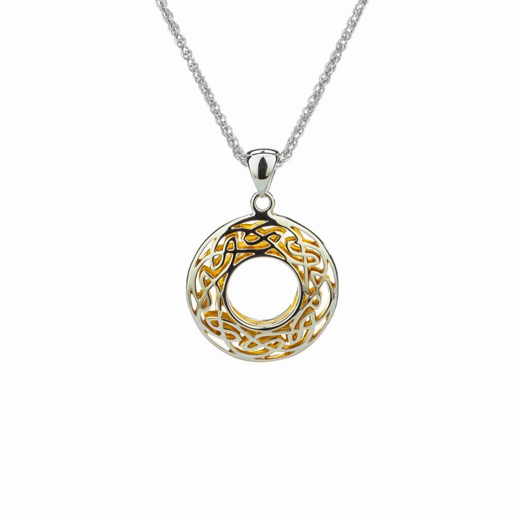 Silver with 22k Gold Gilding Window to the Soul Round Pendant Small