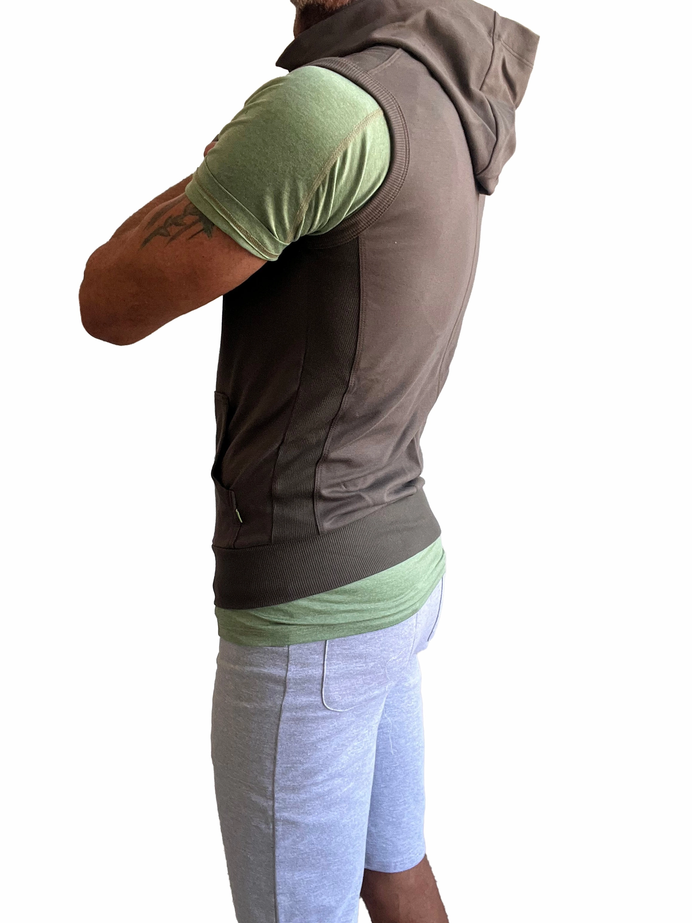 Sleeveless Yoga Hoodie (Army Green)