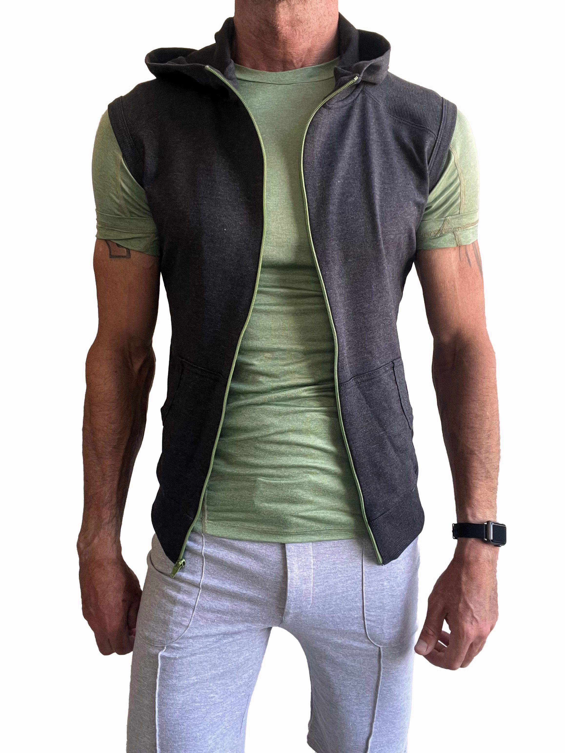 Sleeveless Yoga Hoodie (Army Green)