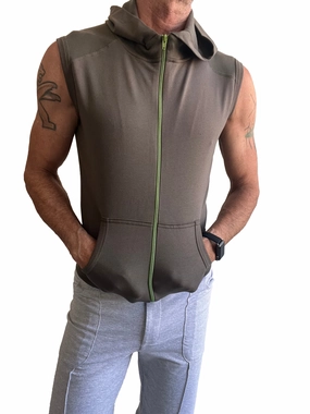 Sleeveless Yoga Hoodie (Army Green)