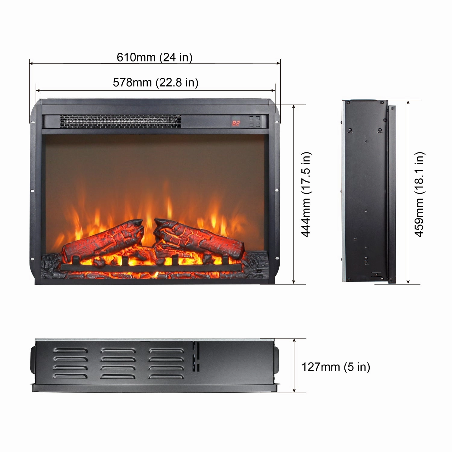 Streamdale 58" Fireplace TV Stand - 70" TV, Storage & Glass Doors