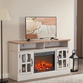 Streamdale 58" Fireplace TV Stand - 70" TV, Storage & Glass Doors