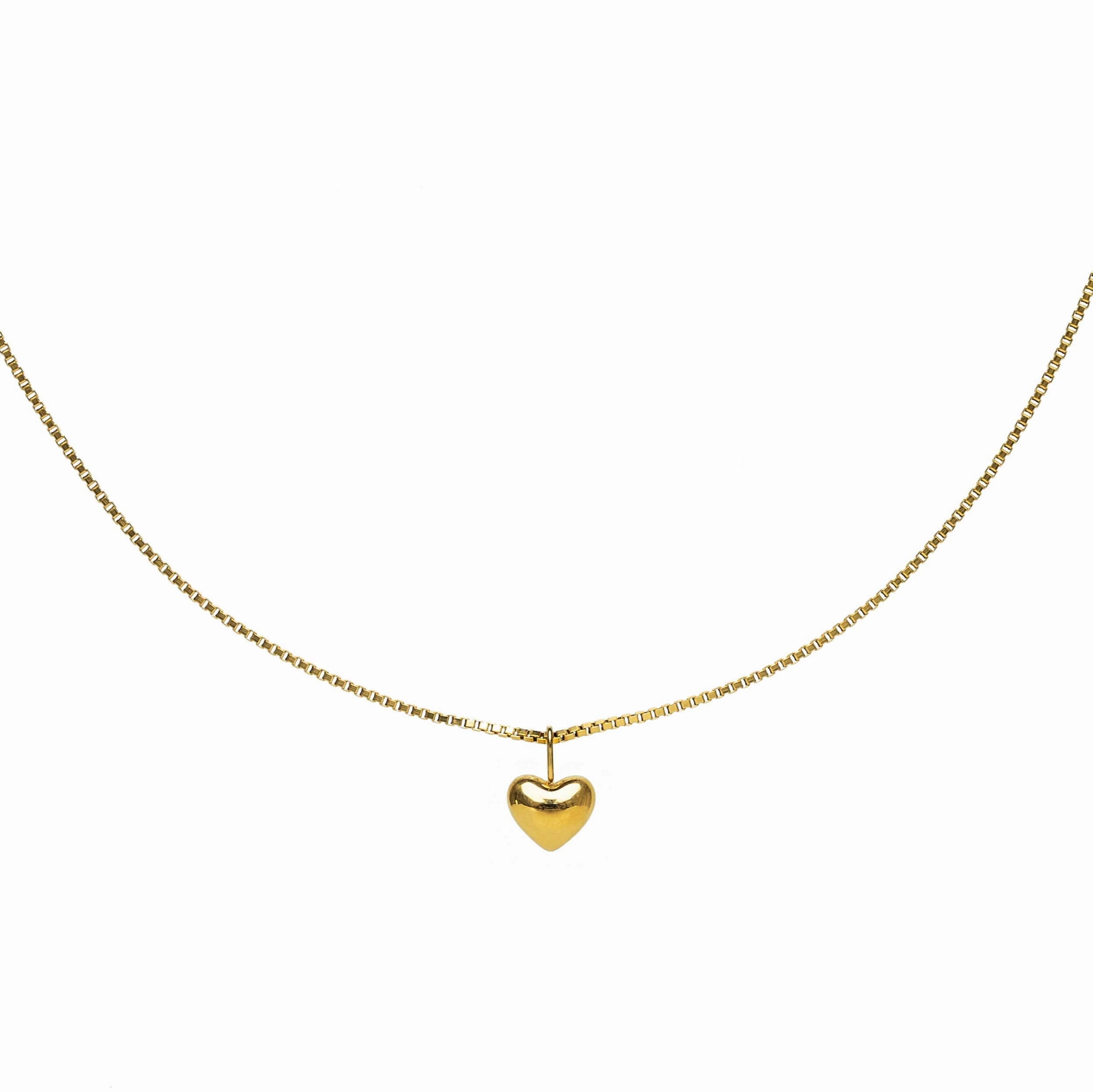 Tiny Gold Puffy Heart Necklace