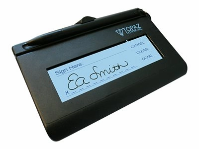 Topaz SignatureGem LCD1x5 T-LBK462-BSB-R - Signature terminal w/ LCD display - 4.4 x 1.3 in - electromagnetic - wired - serial