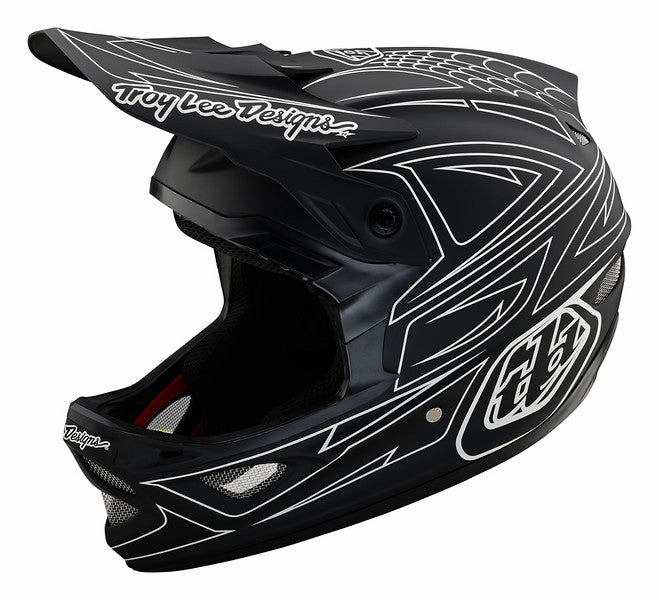 Troy Lee Designs D3 Fiberlite Full Face Helmet - Spider Stripe - Black