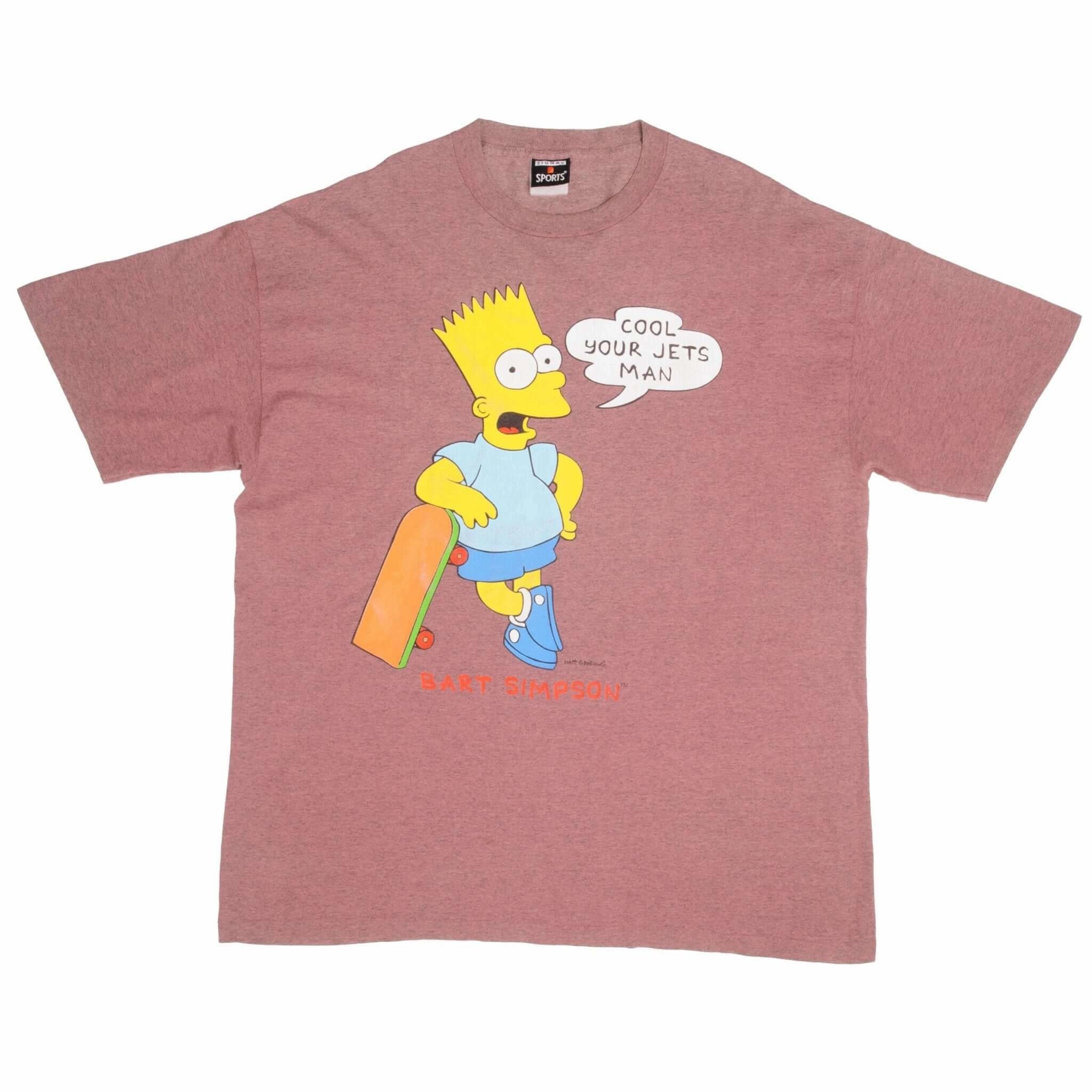 VINTAGE THE SIMPSONS BART COOL YOUR JETS MAN TEE SHIRT 1990S SIZE 2XL