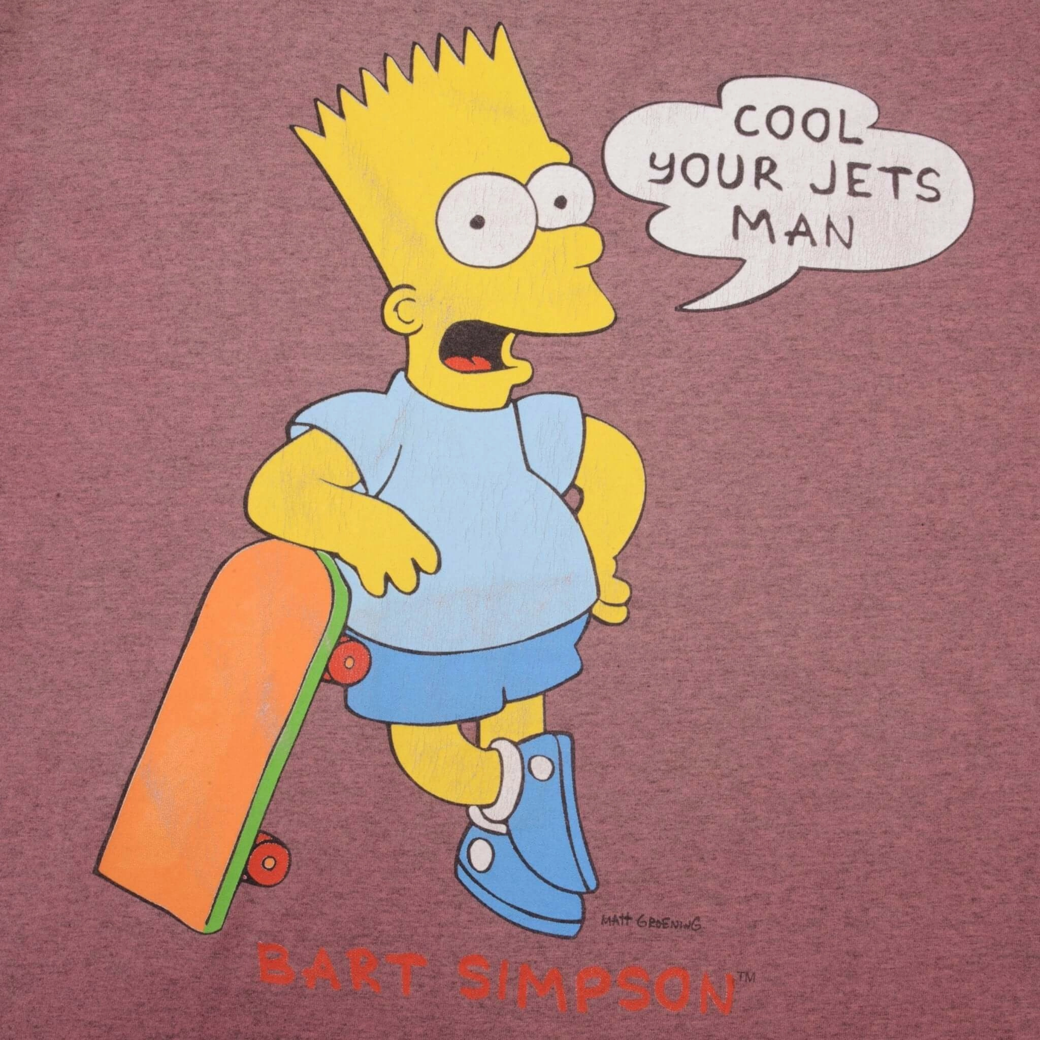 VINTAGE THE SIMPSONS BART COOL YOUR JETS MAN TEE SHIRT 1990S SIZE 2XL